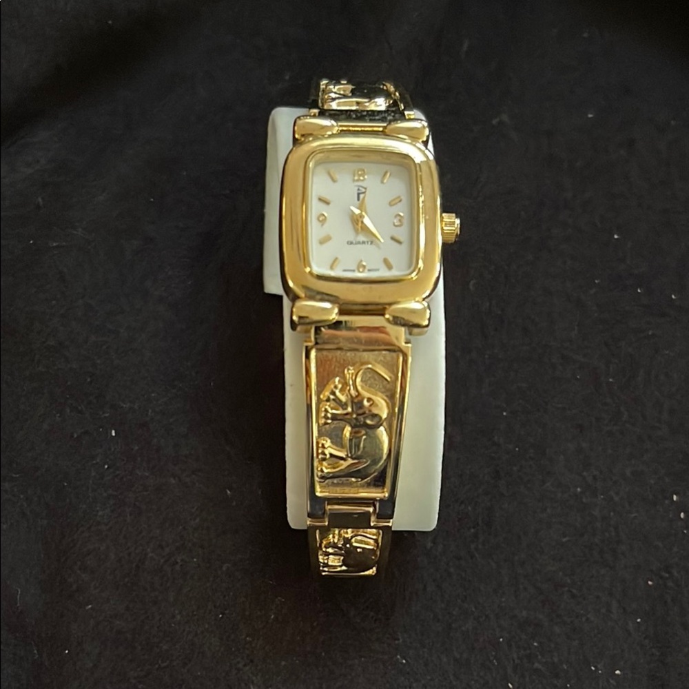 Gold Women's Watch with Elephant Design